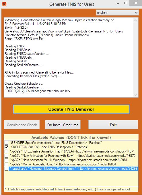 Skyrim Fnis Creature Pack Not Installed